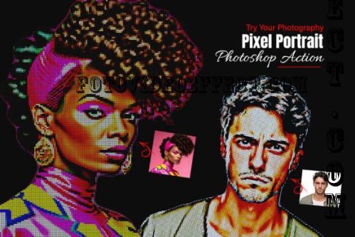 Pixel Portrait Photoshop Action - 290772349