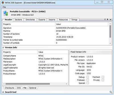 MiTeC EXE Explorer  3.7.4