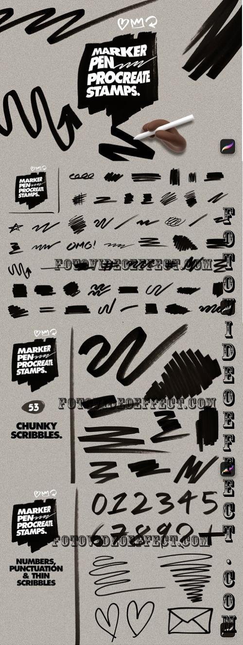 Marker Pen Procreate Stamp Brushes - 290712639 - 92XQ6R4