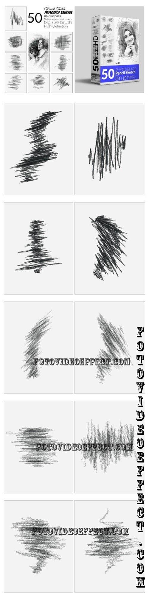 50 Pencil Sketch Brush Bundle - 290830599