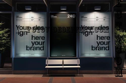 Bus Station Lightbox Banner Mockup