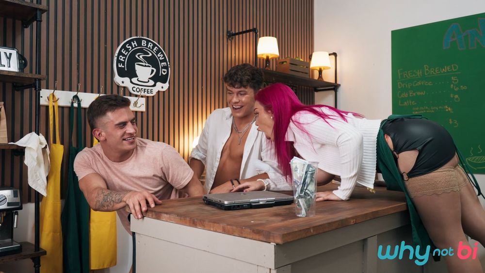 [WhyNotBi.com] Lily Lou, Drake Von, Trevor Brooks - That's That Bi Espresso (18.12.24) [2024, Anal, Bisexual, Big Cock, Big Tits, Blowjob, Facial, Rimming, Threesome (MMF), 1080p, SiteRip]