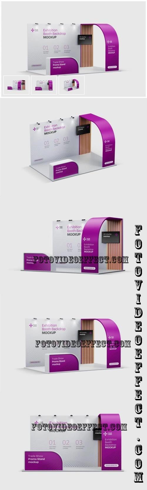 Exhibition Stand Mockup Set, Booth Backdrop - J3RG6U9