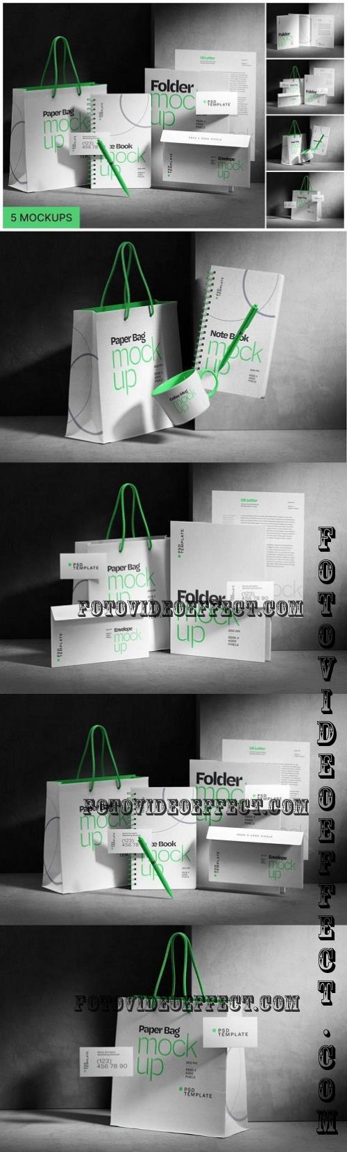 Stationery Branding Mockup Set, Paper Bag - BR2R672