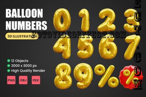 Balloon Numbers 3D Illustration - GT8L939