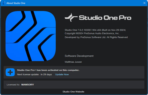 PreSonus Studio One Pro 7.0.2