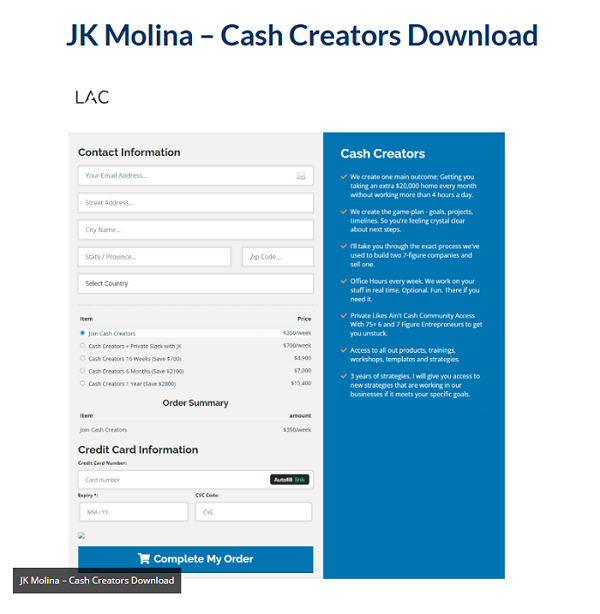 JK Molina – Cash Creators Download