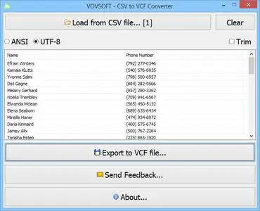 VovSoft CSV to VCF Converter 3.3