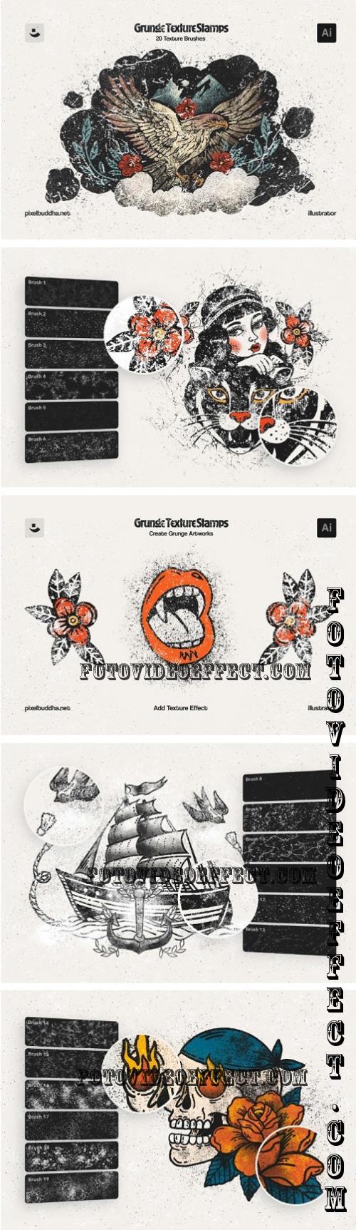 Grunge Stamp Illustrator Brushes - 290860065