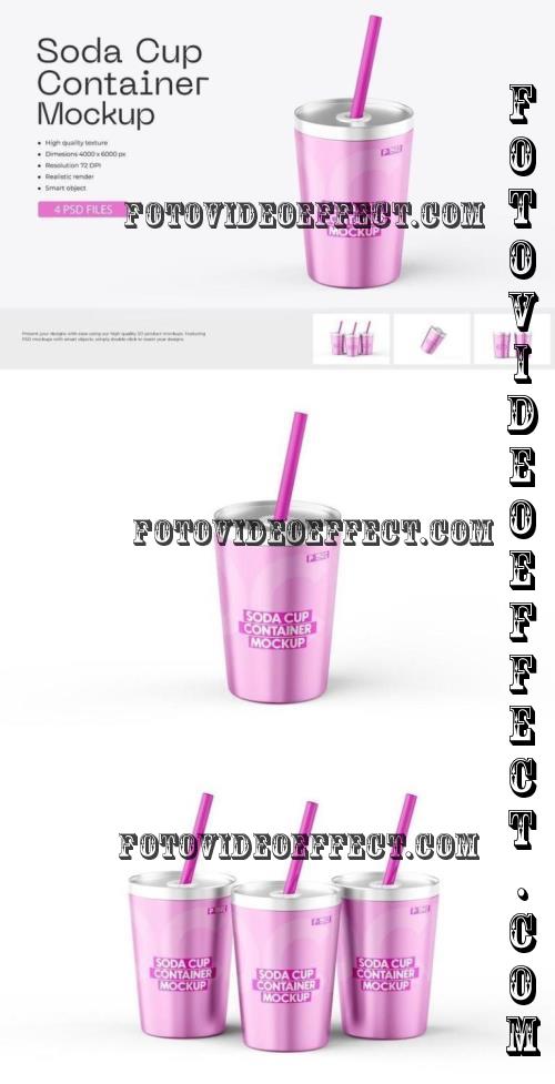 Soda Cup With Drinking Straw Mockup - HKRWGZR