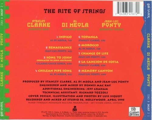 Stanley Clarke, Al Di Meola, Jean-Luc Ponty - The Rite Of Strings (1995) Lossless