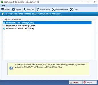 ViceVersa NSF to EML Switcher 1.0