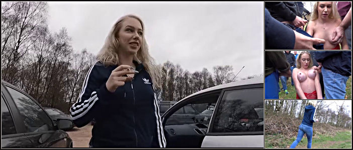 Public Blowjob, Cumshots, Blonde Grace Harper Legendary 40 Man Dogging Spunk Off