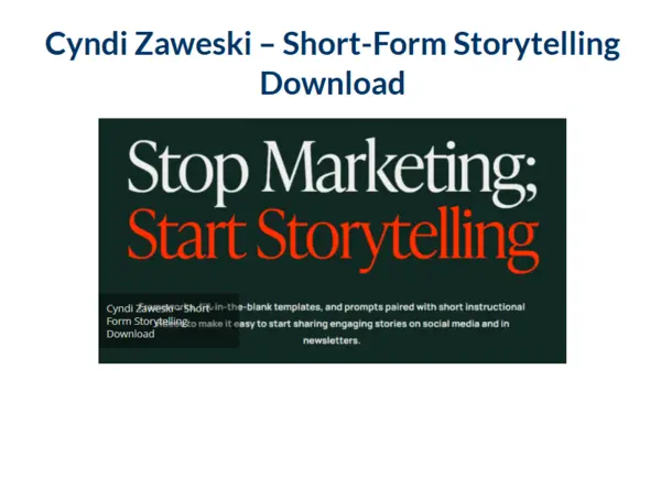 Cyndi Zaweski – Short–Form Storytelling Download