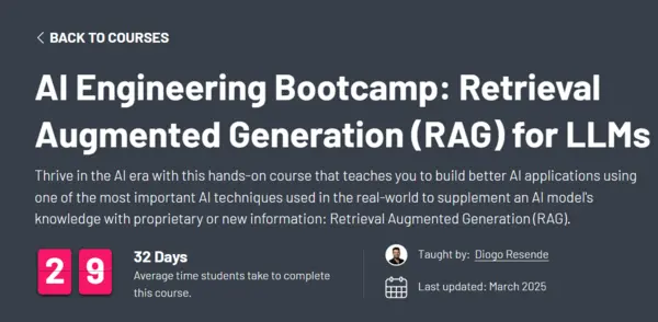 ZerotoMastery – AI Engineering Bootcamp Retrieval Augmented Generation (RAG) for LLMs