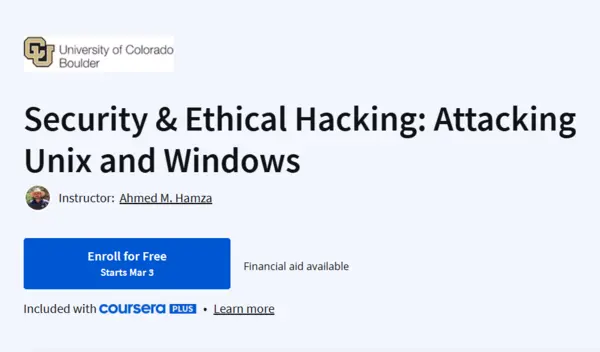 Coursera – Security & Ethical Hacking Attacking Unix and Windows